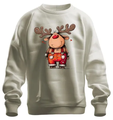 Produktbild von Niedliches Rentier Rudolf Rotnase Weihnachten Geschenk Sweatshirt Pullover, Natur, S