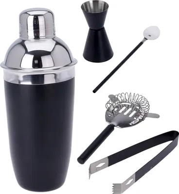 Produktbild von Cocktailset Edelstahl, schwarz, 5-teilig (1 Set)