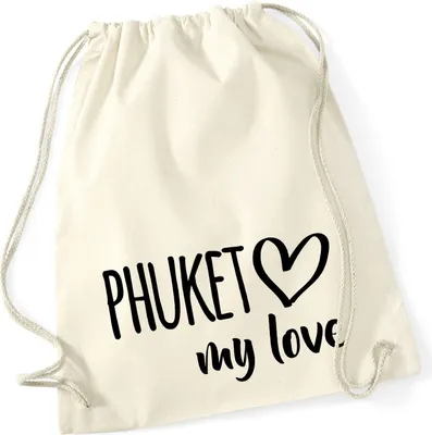 Produktbild von Huuraa Turnbeutel Phuket my love 12 Liter Natural Baumwolle Rucksack Geschenkidee