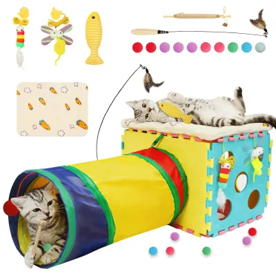 Katzenspielzeug-Set mit Bett und Tunnel, interaktiv