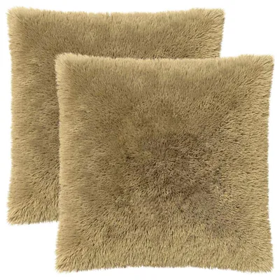 Image de vidaXL Coussins avec taies HEERLEN, lot de 2, gris clair, en polaire synthétique