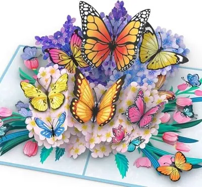 Produktbild von papercrush® Pop-Up Karte Schmetterlinge auf Blumen - 3D Geburtstagskarte für Frau, Freundin & Mama