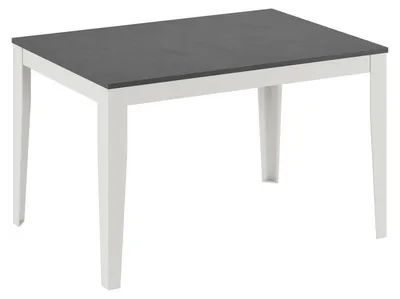 Produktbild von Großer Ausziehtisch aus grauem Zementmelamin mit weißem Metallgestell – Maße 130/290 x 80 x 76 cm – Modernes Design