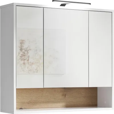 Produktbild von Badezimmerspiegelschrank >Liguria< in Weiß / Evoke Eiche Nachbildung - 80x72x21cm (BxHxT)