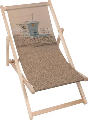 Produktbild von Dreamroots Liegestuhl klappbar Holz bis zu 130 kg, Sonnenliege klappbar mit 3-stufiger Neigungsregulierung der Rückenlehne, Blue Lifeguard Tower
