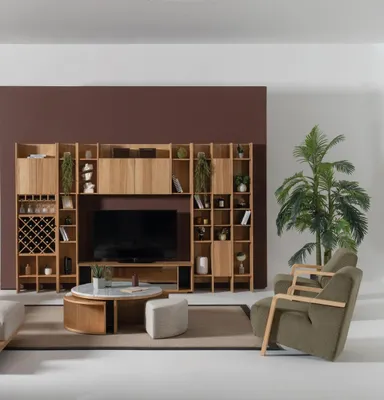 Productafbeelding van Wohnzimmermöbel Set Designer Sessel 2x Wohnwand Couchtisch Einrichtung