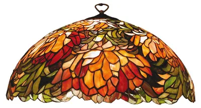 Zdjęcie produktu dla Clayre & Eef Abażur Tiffany Ø 50x24 cm Czerwony Zielony Szklane kwiaty