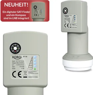 Produktbild von XORO SF 100 Universal Single LNB integrierter digitaler SAT-Finder ideal für Camping schnelle & einfache Ausrichtung Signalstärkeanzeige direkt am LNB