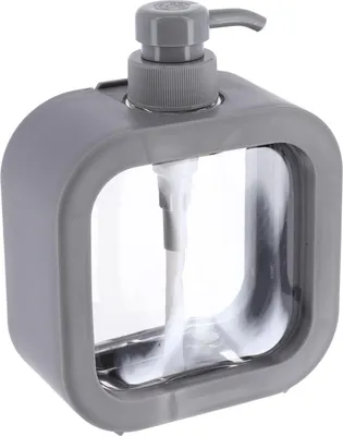 Produktbild von TENDANCE | Seifenspender - Seifendosierer - 500 ml - Transparent - Seifenbehälter - Grau