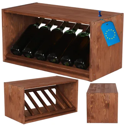Produktbild von MODO24 Weinregal 5 Flaschen, Flaschenregal, Weinschrank, Getränkeregal, Kellerregal, Stapelbar, Massivholz, 30x60x30 cm, Braun, RW61