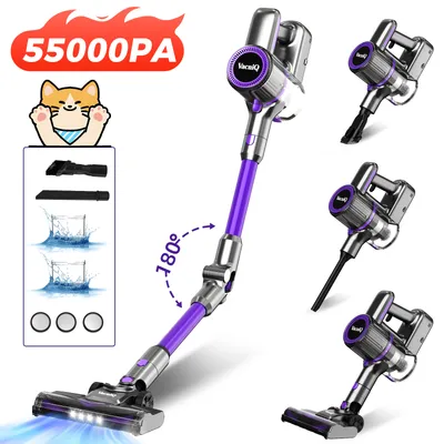 Produktbild von Akku Staubsauger Kabellos, 55000PA handstaubsauger, 180° faltbarer Akku-Staubsauger, 6-in-1 beutelloser Staubsauger, Anti Tangle für