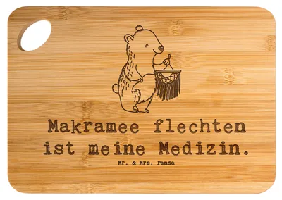 Produktbild von Mr. & Mrs. Panda Holzbrett Bär Makramee - Transparent - Geschenk, Brett, Basteln, mit, Schneidebrett, Küchenbrett, Frühstücksbrett, Holzbrettchen