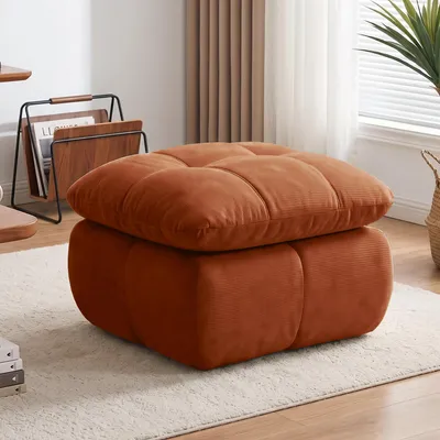 Image de Ottoman, pouf, rembourré, polyvalent, confortable (Orange)