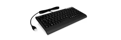 Produktbild von KeySonic ACK-595C+ (US) Mini-Tastatur, SoftSkin, Combo, schwarz, Mini, Kabelgebunden, USB, Membran Key Switch, QWERTY, Schwarz