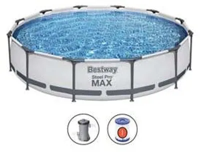 Immagine prodotto di Piscina Steel Pro Max Tonda Con Telaio Portante Cm.366X76H. - ø cm.366x76h. - capacità lt.6473 -(art.56416)