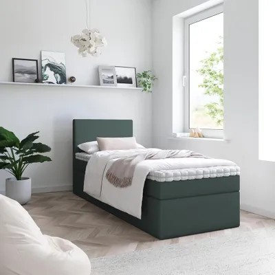 Produktbild von Bett Boxspringbett TOP MINI OHNE TOPPER , Bettkästen - Einzelbett, Stauraum, Schlafzimmer,Polsterbett (80x200, Grün - ITAKA 10)