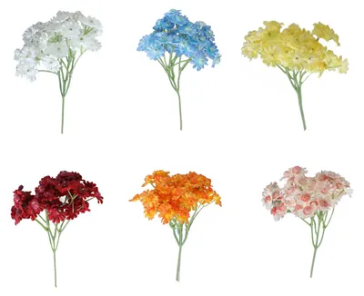 Produktbild von 6 künstliche Blumen, naturgetreu, UV-beständig, aus Seide, als Tischdekoration für drinnen und draußen, farbenfrohe künstliche Blüten