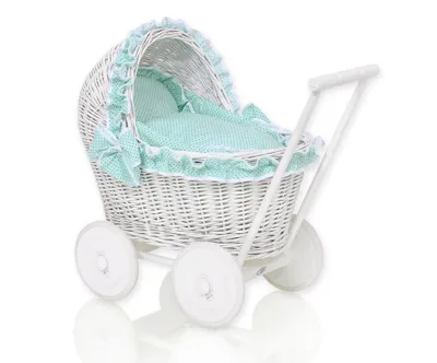 Produktbild von Wiklinvagn MY SWEET BABY weiß mit Bettwäsche für Puppen aus Naturfaser