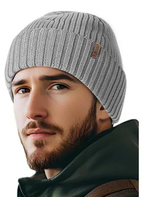 Immagine prodotto di Berretto da Lana a coste, grigio, unisex, ideale per l'inverno