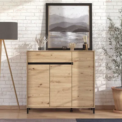 Immagine prodotto di Dmora Scarpiera Orotelli 119x40x110h cm Marrone Rovere Nodi, un Cassetto 6 Ripiani
