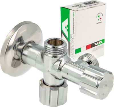 Produktbild von VA Albertoni Doppeleckventil Eckventil 1/2 Zoll (DN 15), mit 2 x 1/2 Zoll Abgängen, einzeln absperrbar - Messing verchromt D445694