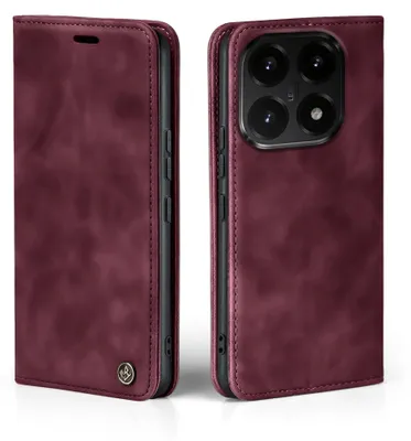 Produktbild von Handy Hülle für Xiaomi 15T Klapphülle Bookcase Flip Cover Handy Tasche Etui Farbe: Weinrot