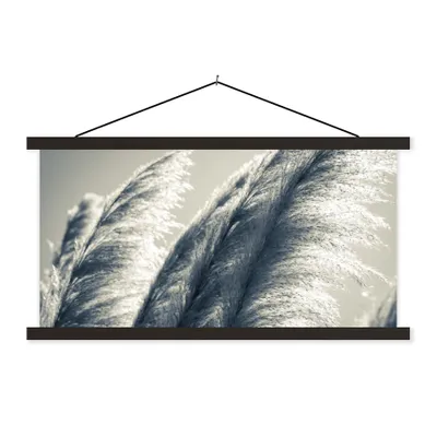 Produktbild von MuchoWow® Textilposter Pampasgras - Schwarz - Weiß - Natur 90x45 cm mit schwarzem Rahmen - Klemmleisten