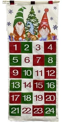 Immagine prodotto di Calendario dell'Avvento in tessuto, riutilizzabile, con 24 sacchetti di stoffa. Calendario da parete, dimensioni 102x51 cm