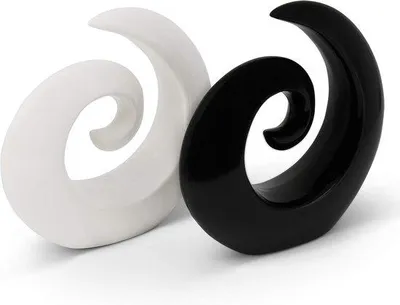 Produktbild von Moderne Keramikdekorationen - Stilvolle Schmuckfiguren - 2 Teile - Schwarz-Weiß-Keramik - 16 cm