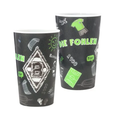Produktbild von Borussia Mönchengladbach 3D Becher Kritzel 2er-Set Fussball Schwarz/Grün