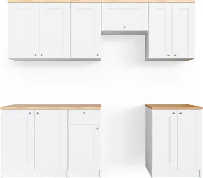 Produktbild von Vicco Küchenzeile Bergamo, 240 cm , AP Goldkraft, Weiß/Goldkraft Eiche