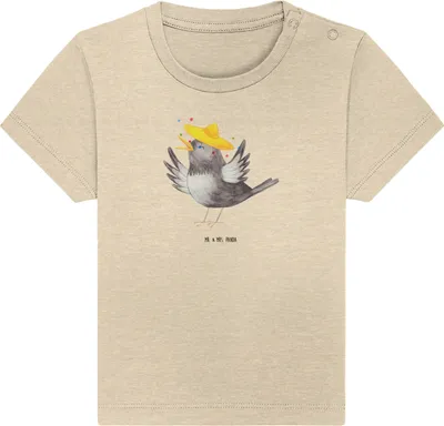Produktbild von Mr. & Mrs. Panda  T-Shirt Rabe Sombrero 24. - 36. Monat - Natural Raw - Geschenk, Vogel, Babyshirt, Baby Oberteil, Lustige Sprüche, Organic Shirt, Motivation, Elster