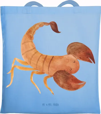 Produktbild von Mr. & Mrs. Panda Einkaufstasche Sternzeichen Skorpion - Sky Blue - Geschenk, Beutel, Uni Tasche, November, Skorpione, Geburtstag Oktober, Schultasche, Jutebeutel