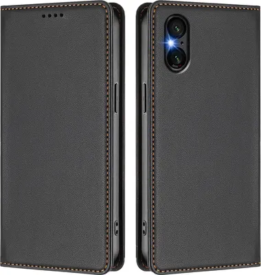 Immagine prodotto di Custodia in pelle per Sony Xperia 5 VI, custodia a libro magnetica in Finto cuoio con supporto, nera
