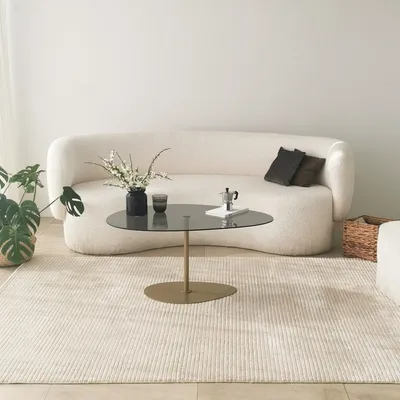 Productafbeelding van Skye Decor, Porto - Donkergrijs, Goud, Salontafel, 100% gehard glas, donkergrijs, 90 x 60 x 40 cm