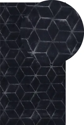 Zdjęcie produktu dla BELIANI Dywan imitacja skóry  królika czarny imitacja futra z poliesteru 80 x 150 cm pluszowy miękkie włosie