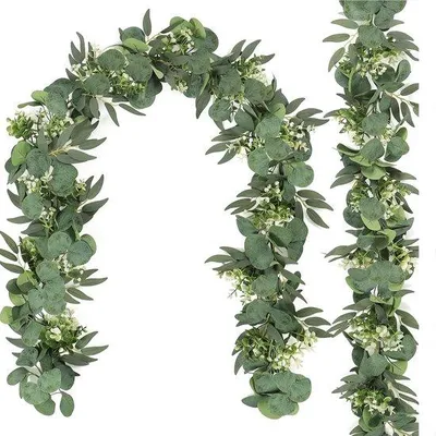 Produktbild von Kunstliche Pflanzen-Slinger, 2er Set, Eukalyptus-Blumen, Weiß, für Hochzeit, Tafeldeko, grüne Kunstpflanze