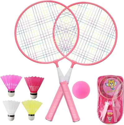 Zdjęcie produktu dla Zestaw Badmintonowy dla Dzieci, 2 Rakiety, 4 Lotki, 1 Piłka, na Zewnątrz