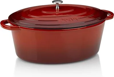 Produktbild von Rote Emaille Bratpfanne 9,5L oval induktionsfest