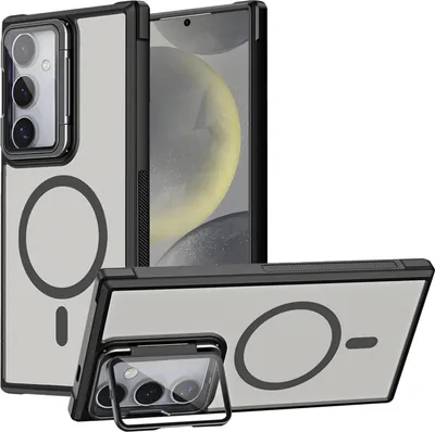 Immagine prodotto di Custodia protettiva per Samsung Galaxy S24 FE, anello in metallo per la ricarica wireless protezione fotocamera pieghevole supporto in vetro