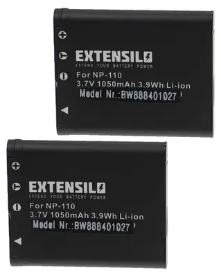 Produktbild von EXTENSILO 2x Akku kompatibel mit Casio Exilim EX-FC200S, EX-Z2000, EX-FC500S, EX-Z3000, EX-ZR10, EX-Z200, EX-Z2300 Kamera (1050 mAh, 3,7 V, Li-Ion)
