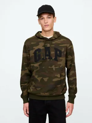 Produktbild von GAP Hoodie Größe S Grün mit Logo, Camouflage-Print und warmem Fleece-Futter