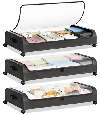 Image de Omgoods - Ensemble de 3 sacs de rangement sous le lit avec roulettes