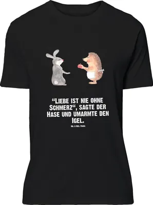 Produktbild von Mr. & Mrs. Panda Shirt Hase Igel - Schwarz - Geschenk, und, Herzschmerz, Liebe Spruch, T-Shirt, Oversize, mit, Motiv, Tshirt, Lustige Sprüche, Trösten