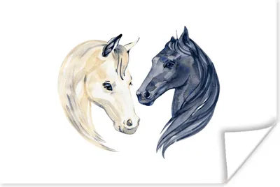 Produktbild von MuchoWow® Poster Pferde - Aquarell - Weiß - Mädchen - Kinder - Mädchen 120x80 cm - Bilder