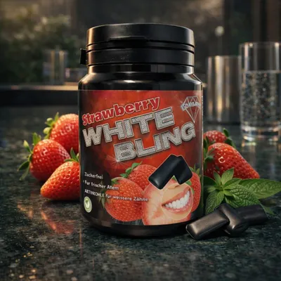 Produktbild von White Bling - Aktivkohlekaugummi - Strawberry by Pietro Lombardi