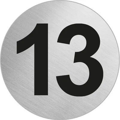 Produktbild von Türnummer Zimmernummer aus Edelstahl "13" Ø 60 mm selbstklebend