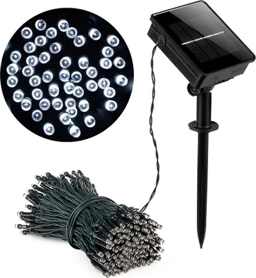 Produktbild von 20M LED Solar Lichterkette 8 Beleuchtungsmodell Wasserdicht Außen Garten Party Weihnachten Deko, Kaltweiß