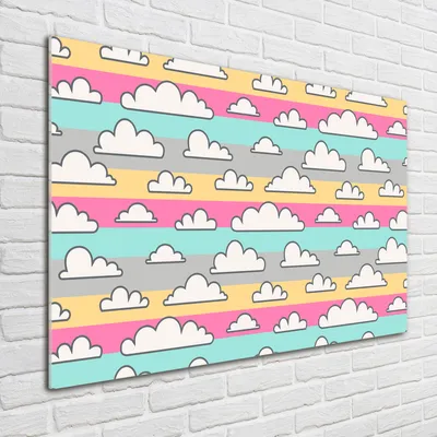 Produktbild von Tulup® Glas-Bild - 100 x 70 - Wandbild aus Glas - Wandkunst - Wandbild hinter gehärtetem Sicherheitsglas - Kinderzimmer - Wolke - Mehrfarbig