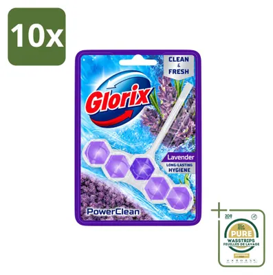 Produktbild von 10 x Glorix Power Clean WC-Stein - Lavendel - Vorratspackung - 10 Stücke